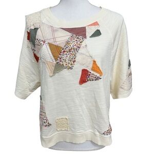 Anthropologie Postmark Patchwork Top Cream Size XSmall NEW WITH TAGS